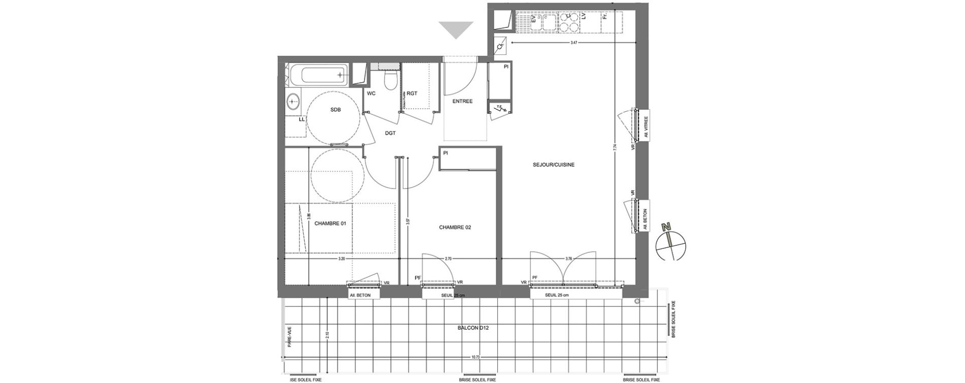 Appartement T3 de 64,81 m2 &agrave; Poisy Centre