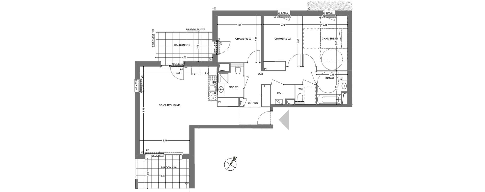 Appartement T4 de 88,79 m2 &agrave; Poisy Centre