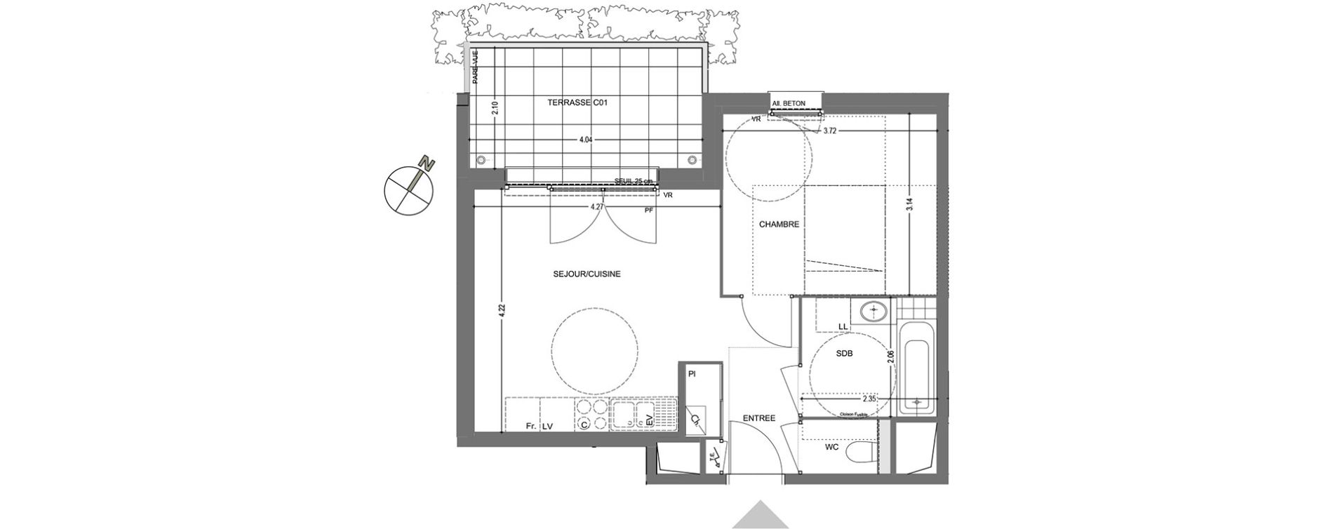 Appartement T2 de 40,00 m2 &agrave; Poisy Centre