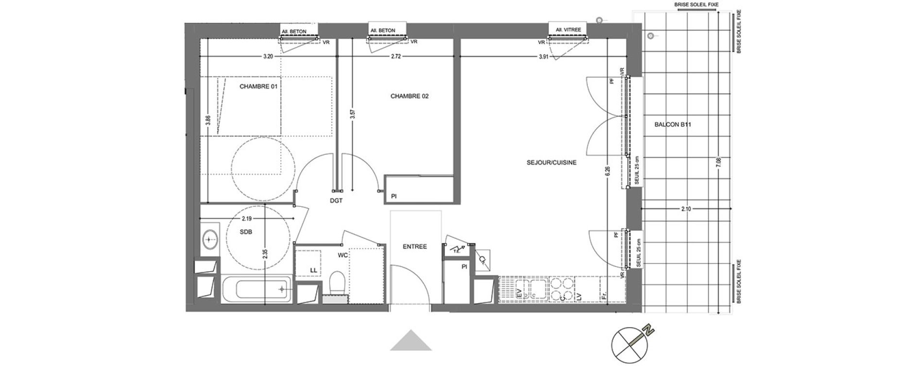 Appartement T3 de 59,47 m2 &agrave; Poisy Centre