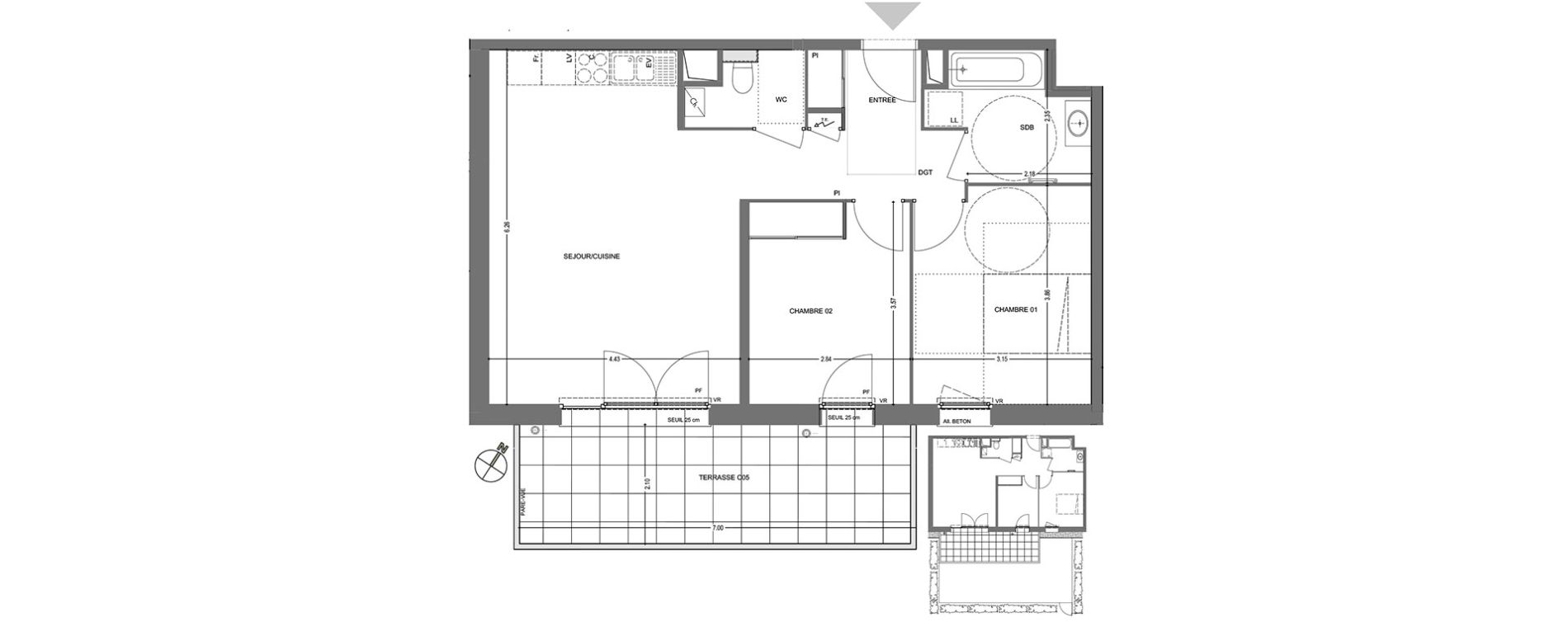Appartement T3 de 63,14 m2 &agrave; Poisy Centre