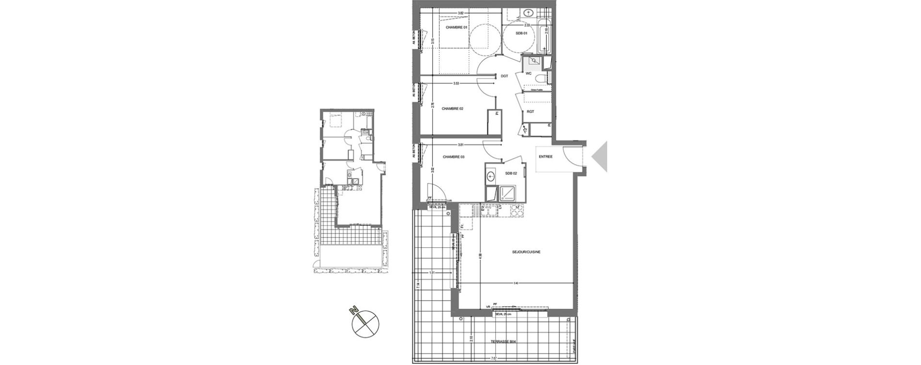 Appartement T4 de 83,99 m2 &agrave; Poisy Centre