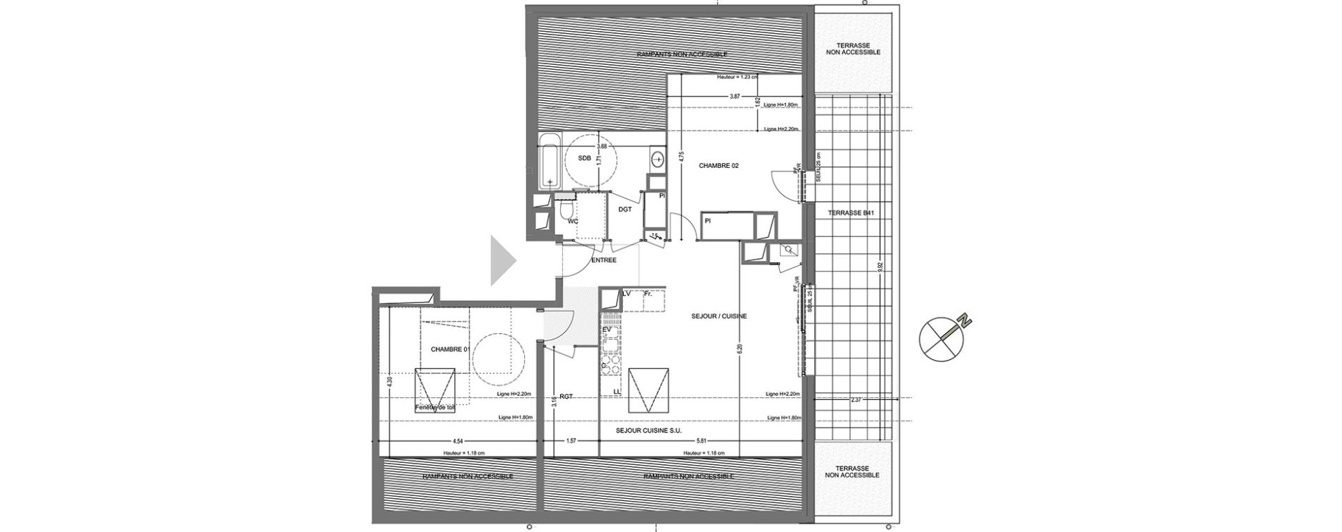 Appartement T3 de 73,59 m2 &agrave; Poisy Centre