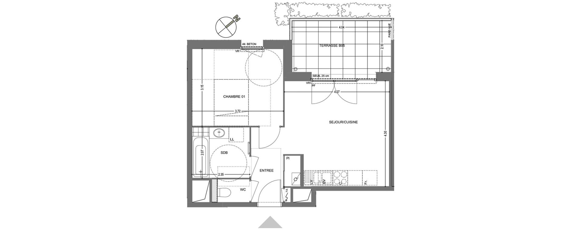 Appartement T2 de 40,28 m2 &agrave; Poisy Centre