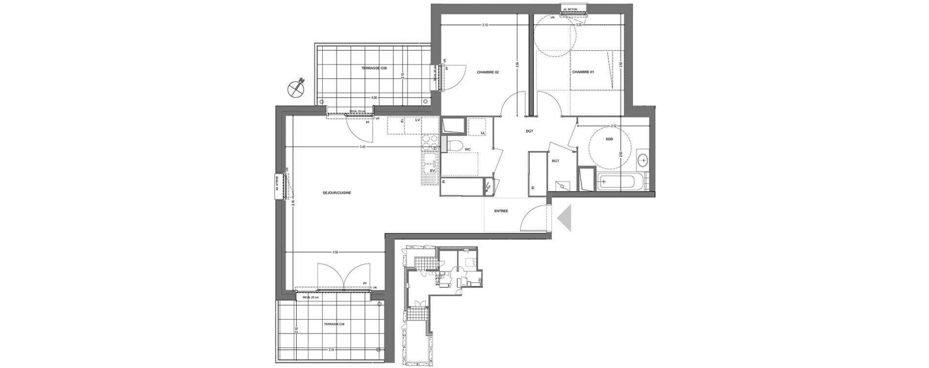 Appartement T3 de 74,98 m2 &agrave; Poisy Centre