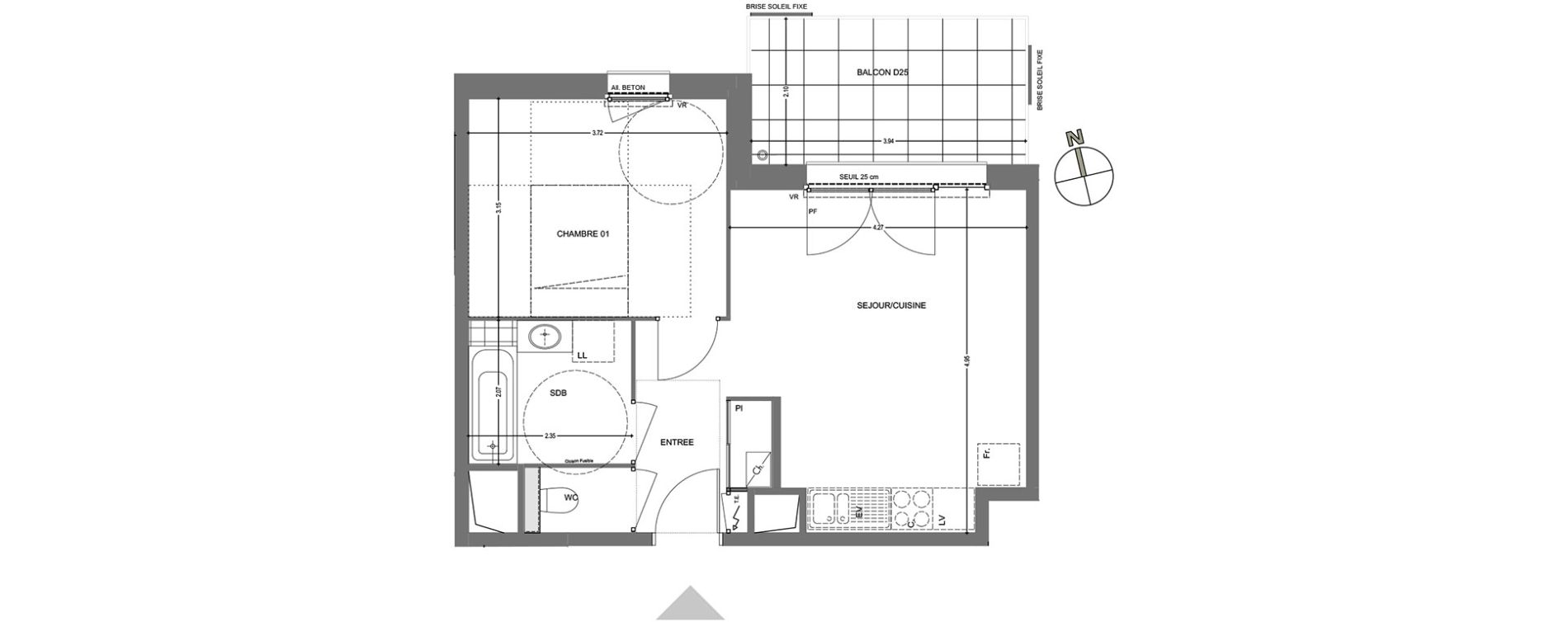 Appartement T2 de 41,87 m2 &agrave; Poisy Centre