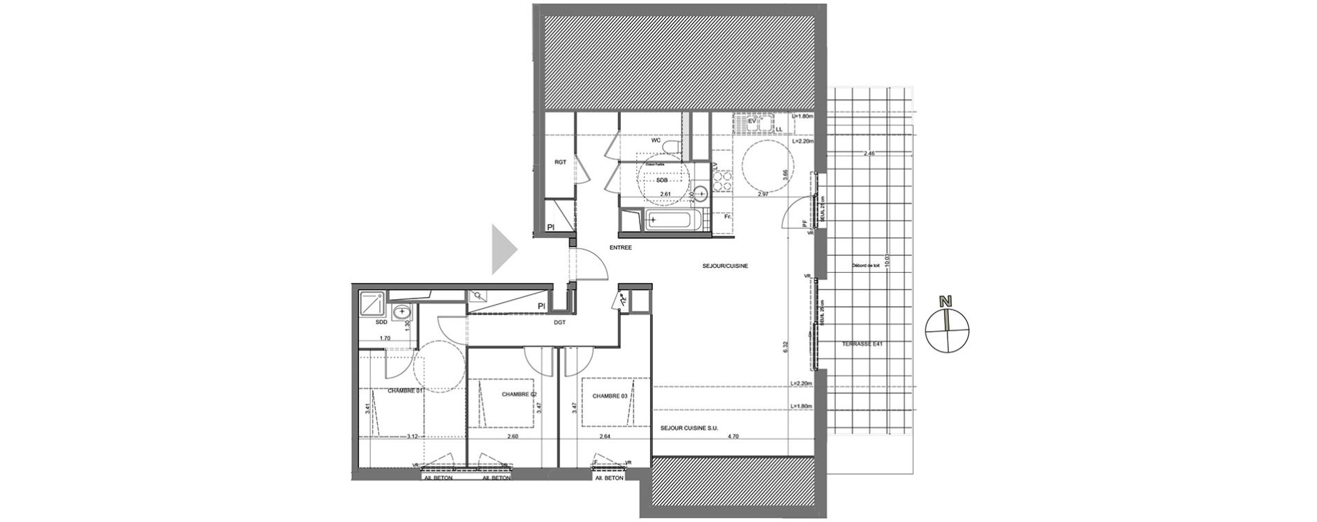 Appartement T4 de 92,99 m2 &agrave; Poisy Centre