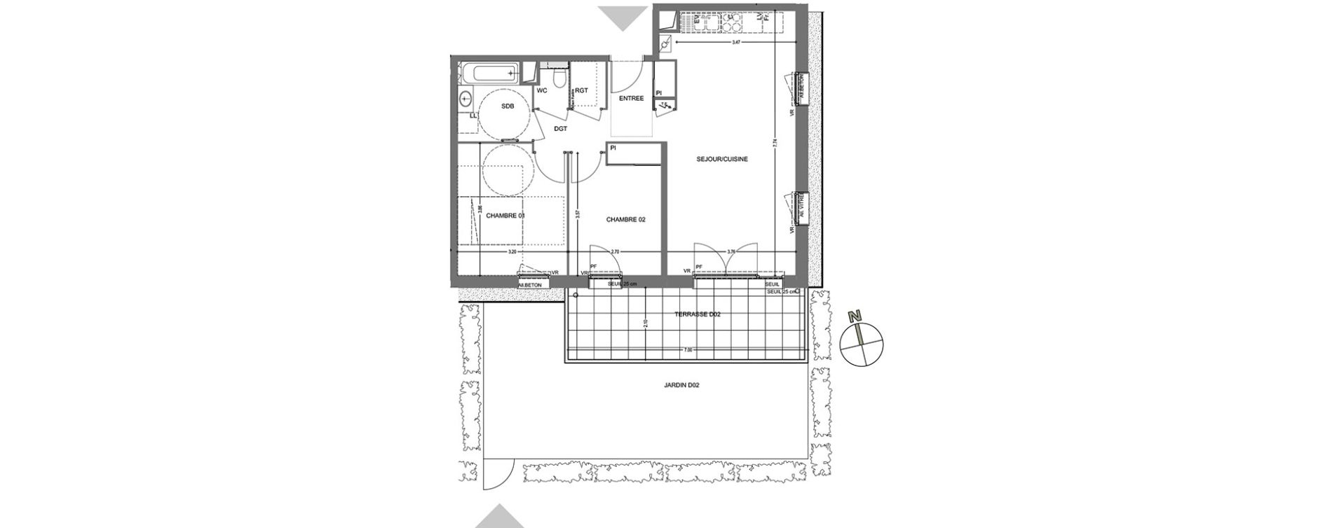 Appartement T3 de 64,81 m2 &agrave; Poisy Centre