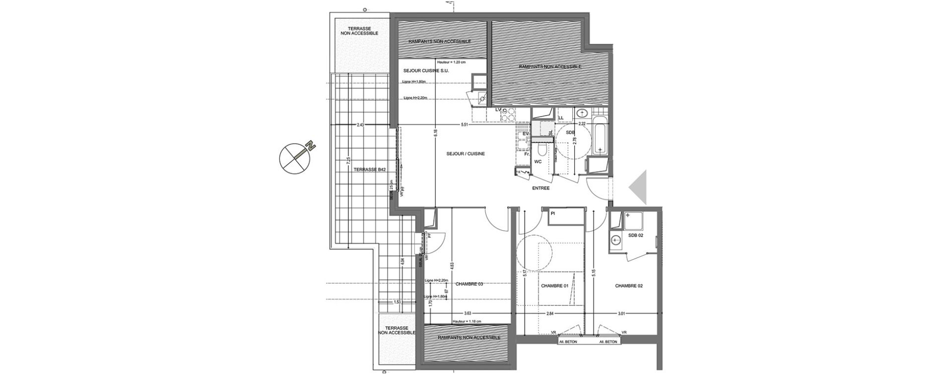 Appartement T4 de 80,71 m2 &agrave; Poisy Centre