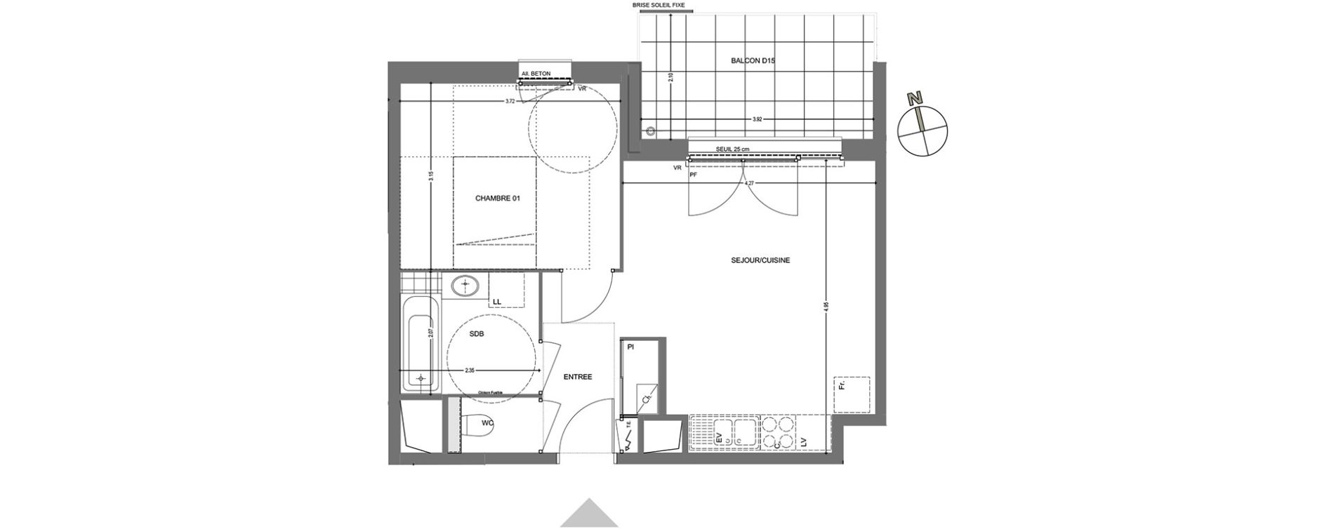 Appartement T2 de 41,87 m2 &agrave; Poisy Centre