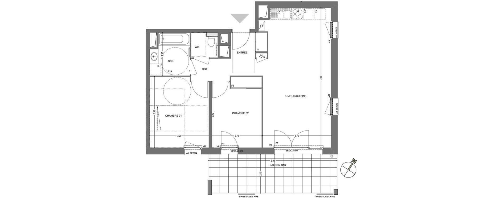 Appartement T3 de 62,98 m2 &agrave; Poisy Centre