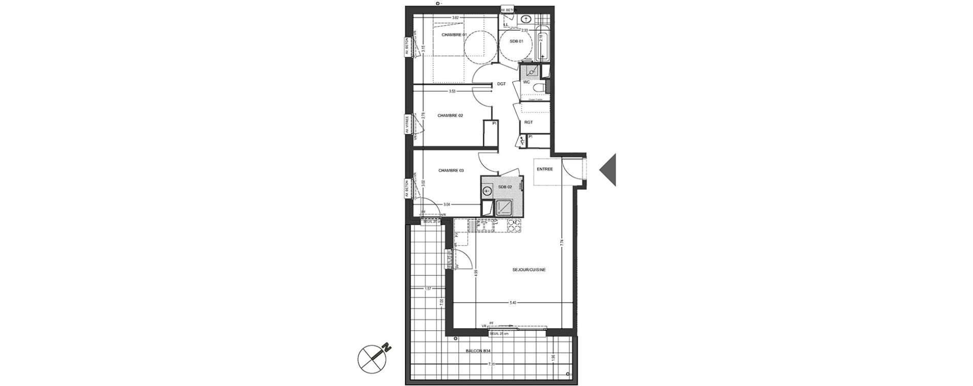 Appartement T4 de 83,99 m2 &agrave; Poisy Centre