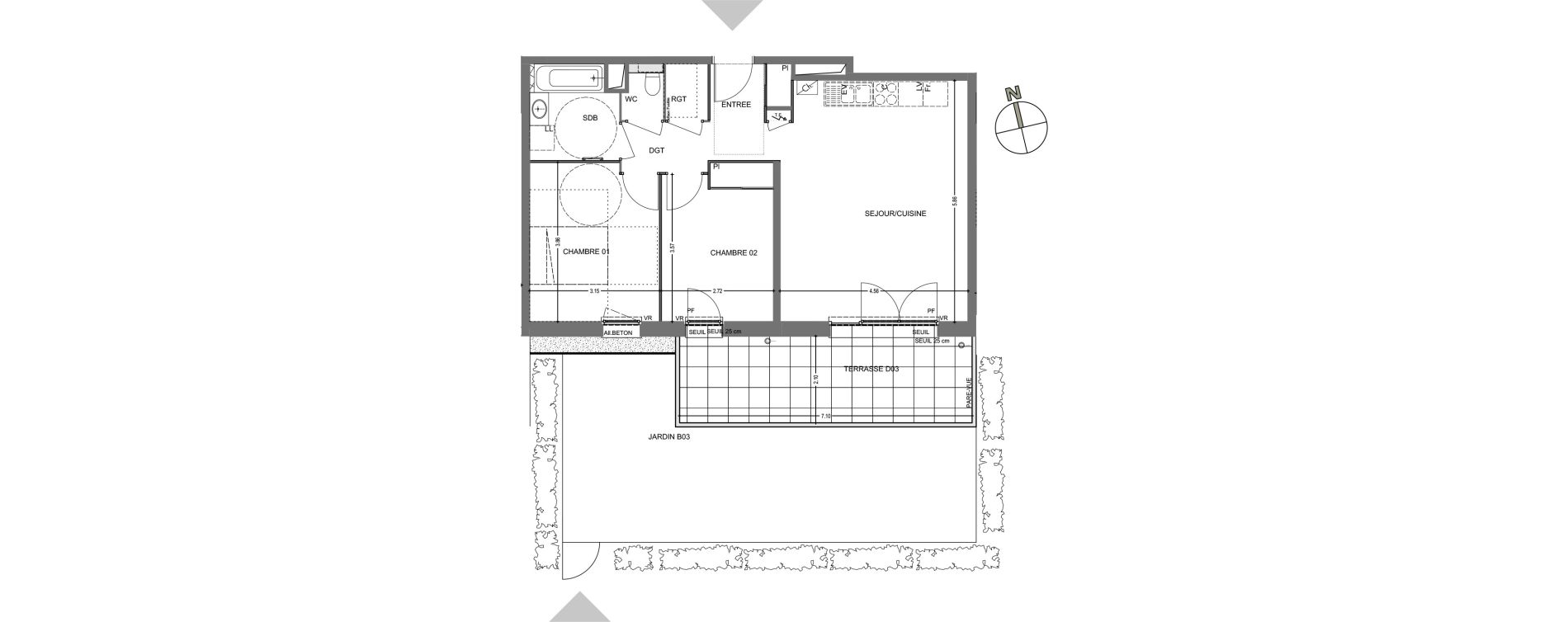 Appartement T3 de 62,54 m2 &agrave; Poisy Centre