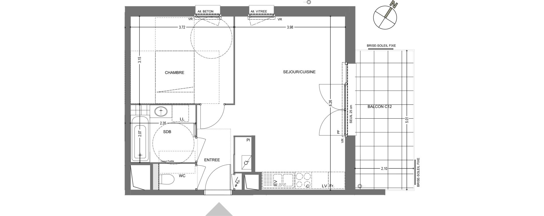 Appartement T2 de 46,22 m2 &agrave; Poisy Centre