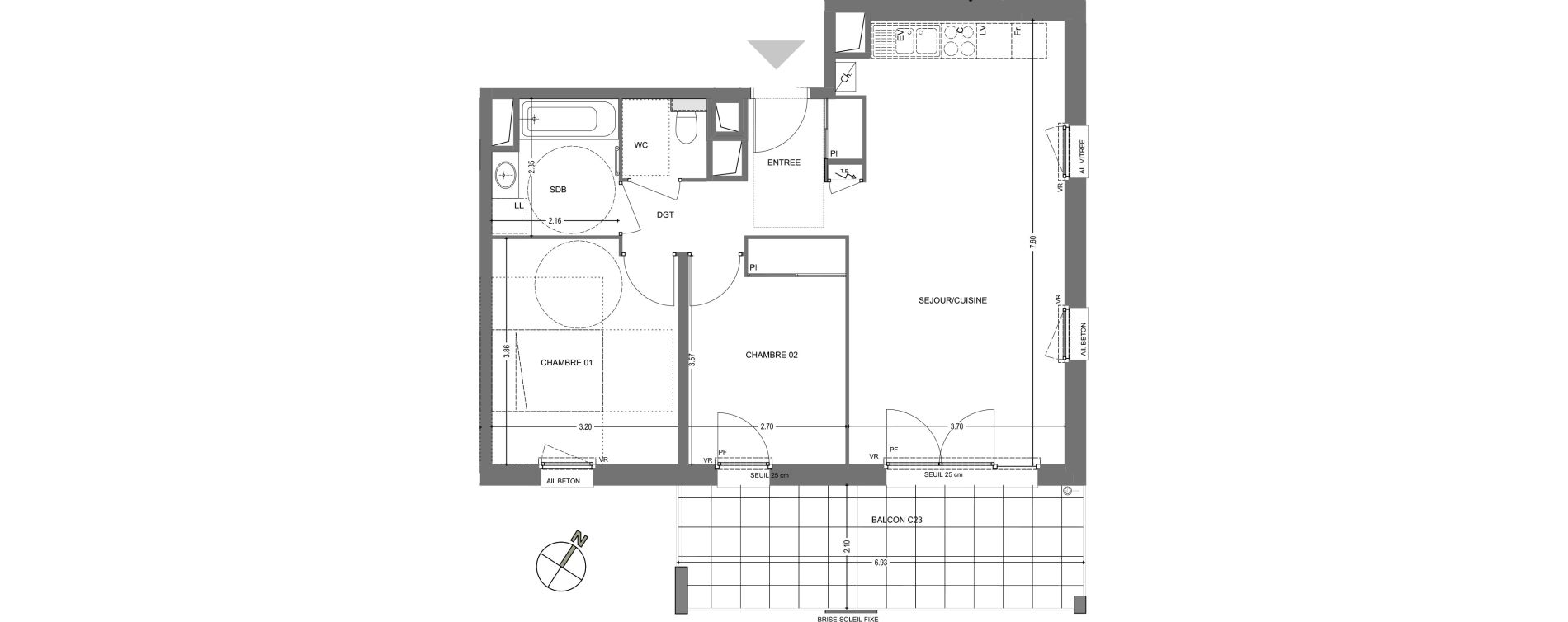 Appartement T3 de 63,07 m2 &agrave; Poisy Centre