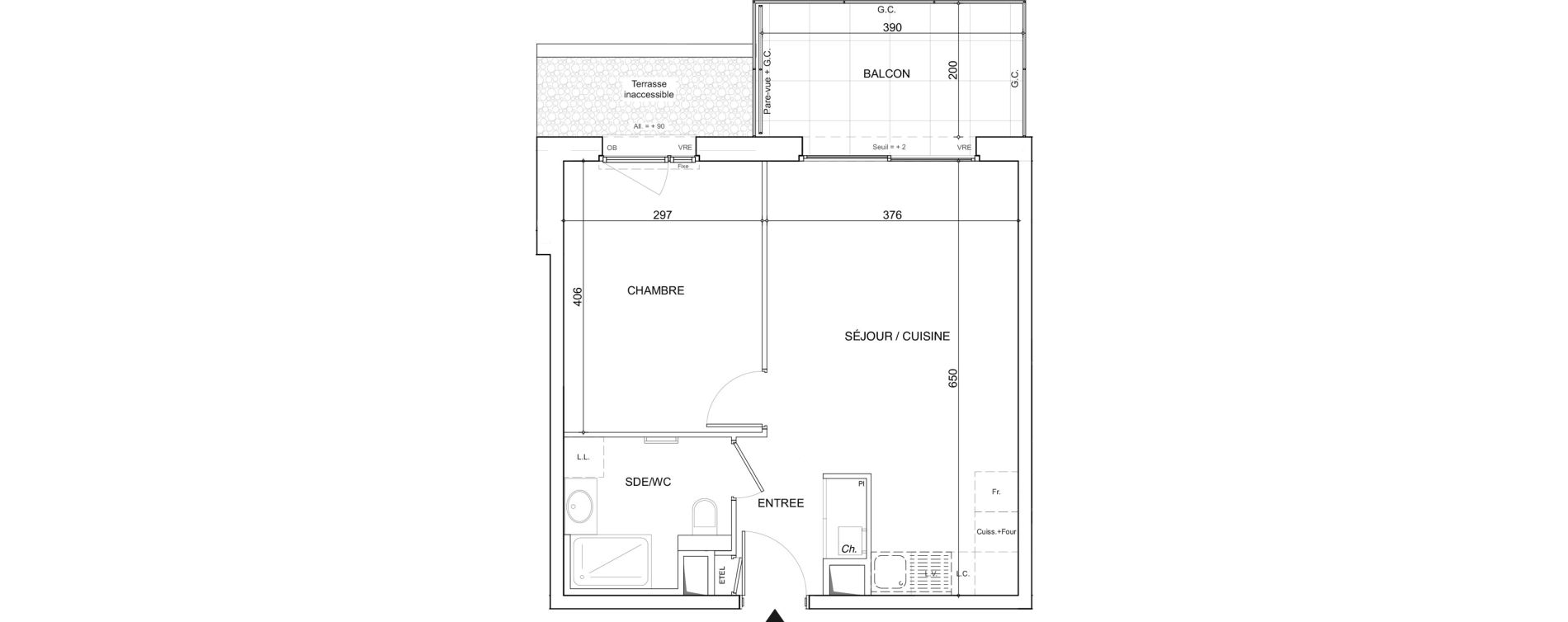 Appartement T2 de 42,04 m2 &agrave; Poisy Centre