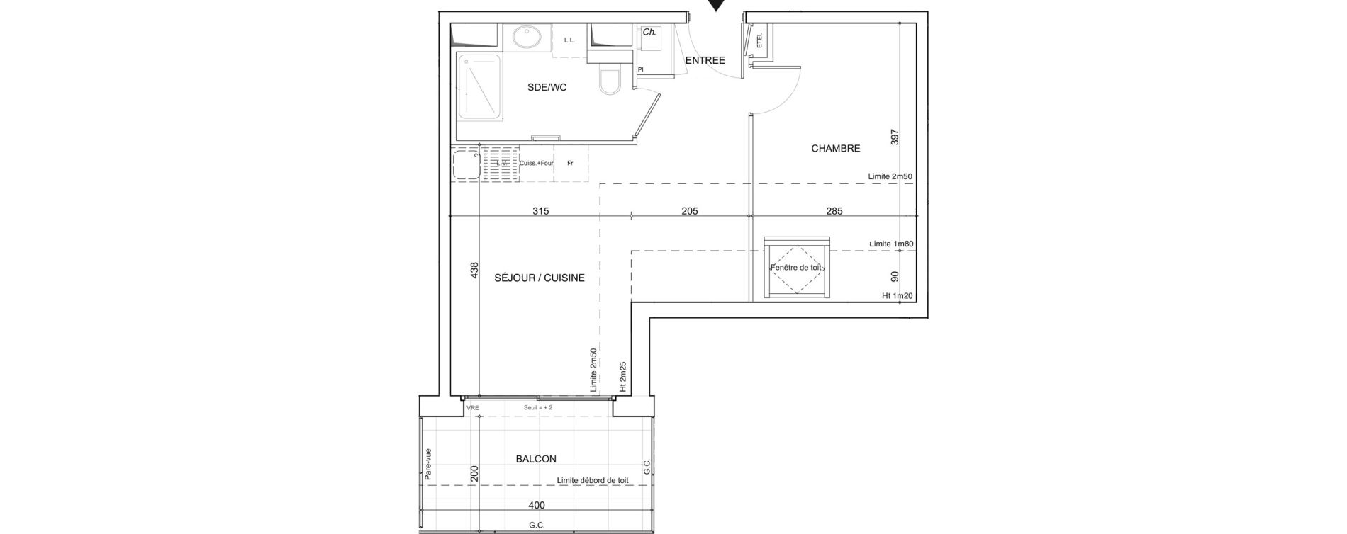 Appartement T2 de 38,12 m2 &agrave; Poisy Centre