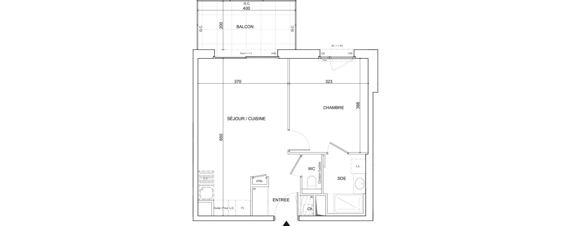 Appartement T2 de 42,74 m2 &agrave; Poisy Centre