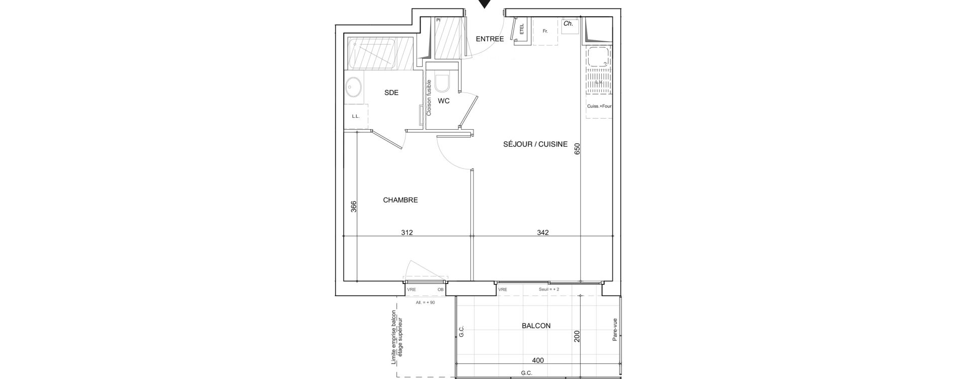 Appartement T2 de 39,66 m2 &agrave; Poisy Centre