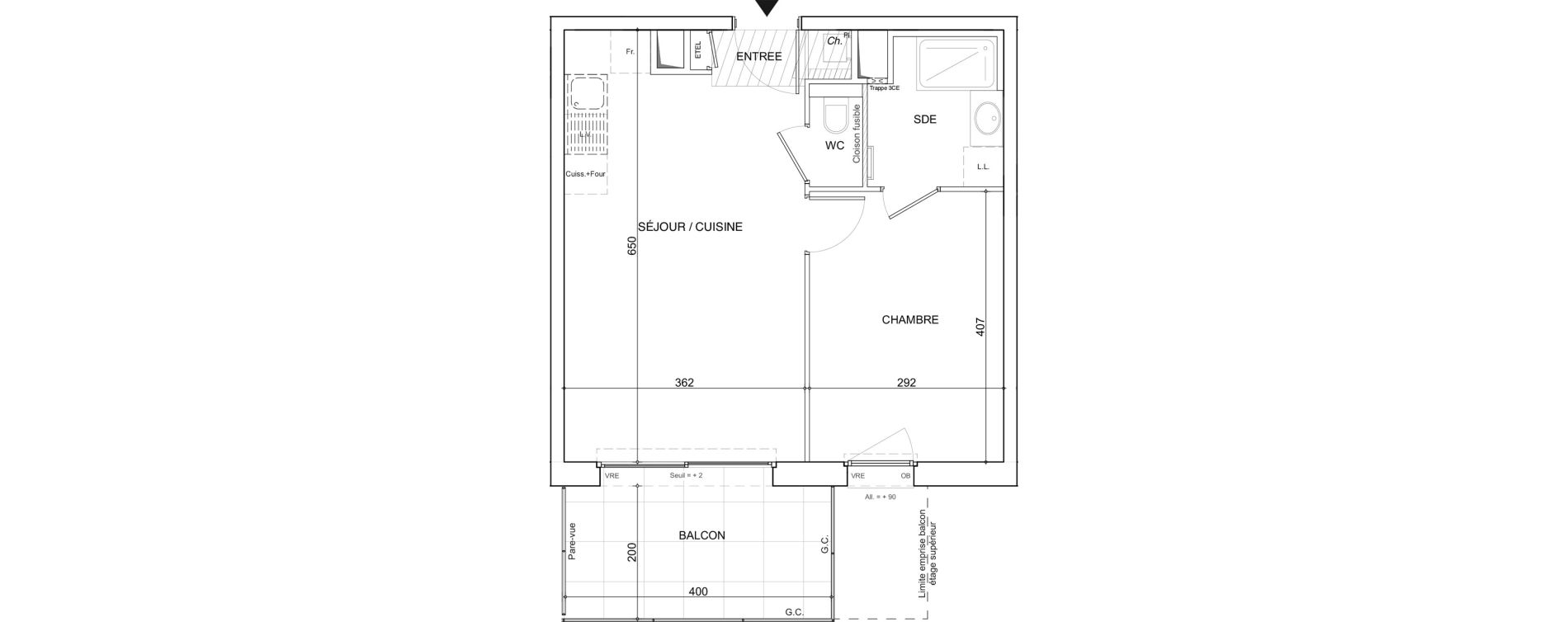 Appartement T2 de 40,67 m2 &agrave; Poisy Centre