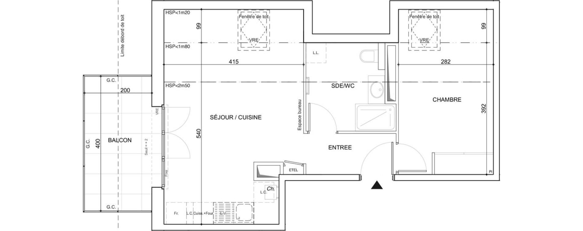 Appartement T2 de 41,31 m2 &agrave; Poisy Centre