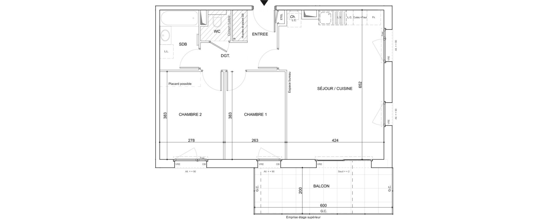 Appartement T3 de 61,36 m2 &agrave; Poisy Centre