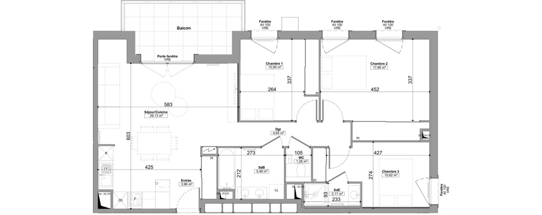 Appartement T4 de 85,89 m2 &agrave; Praz-Sur-Arly Centre