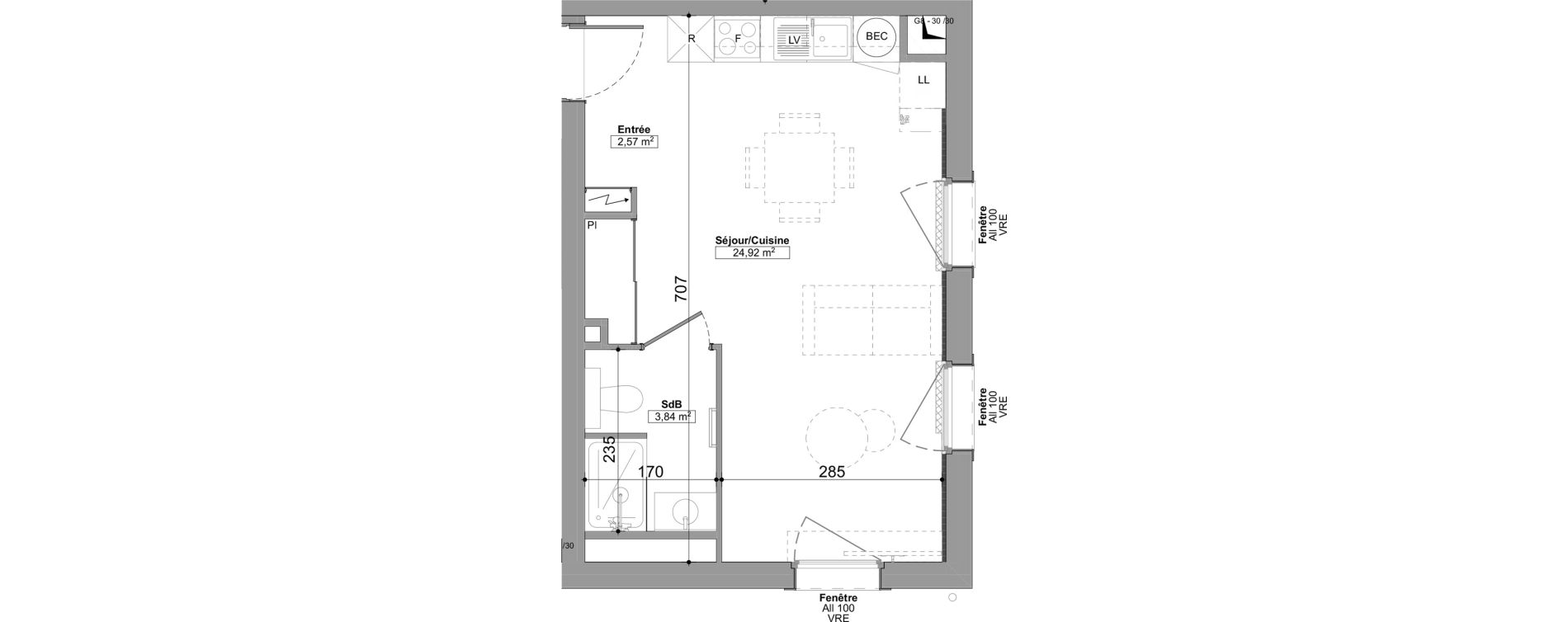 Appartement T1 de 31,33 m2 &agrave; Praz-Sur-Arly Centre