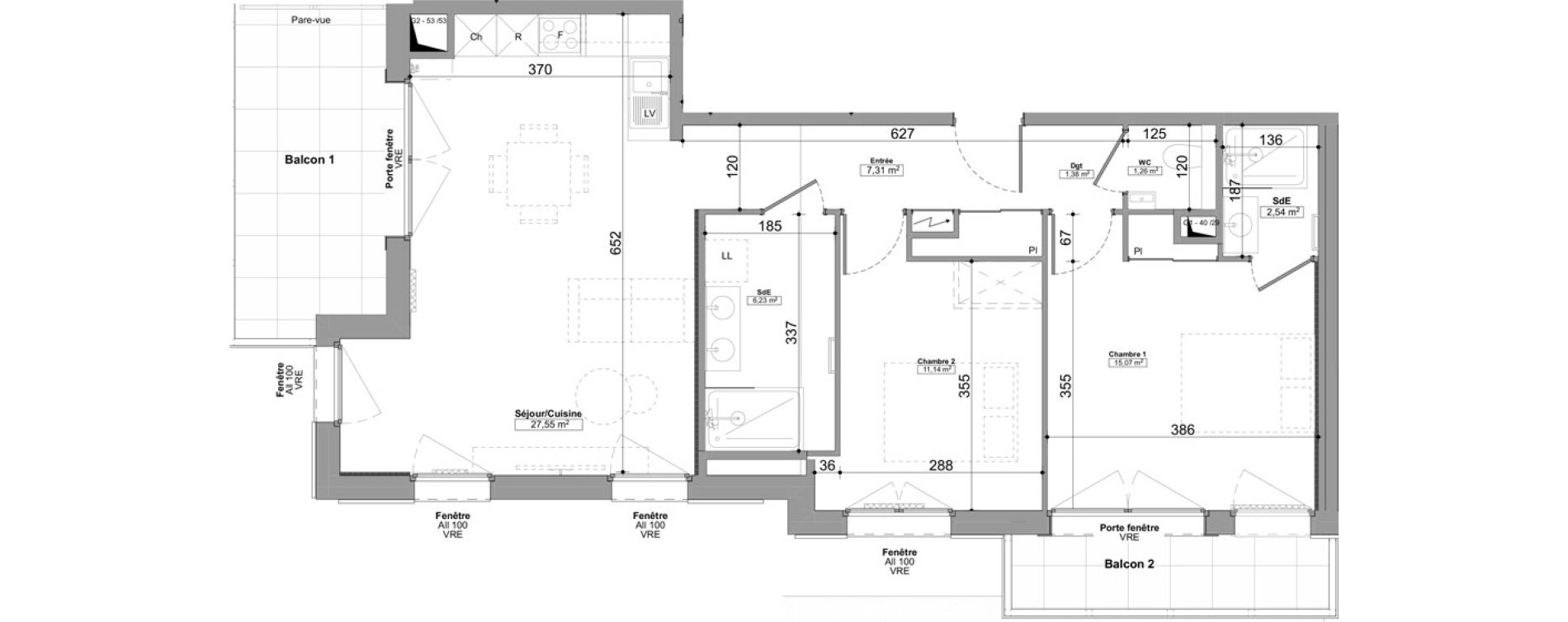 Appartement T3 de 72,48 m2 &agrave; Praz-Sur-Arly Centre