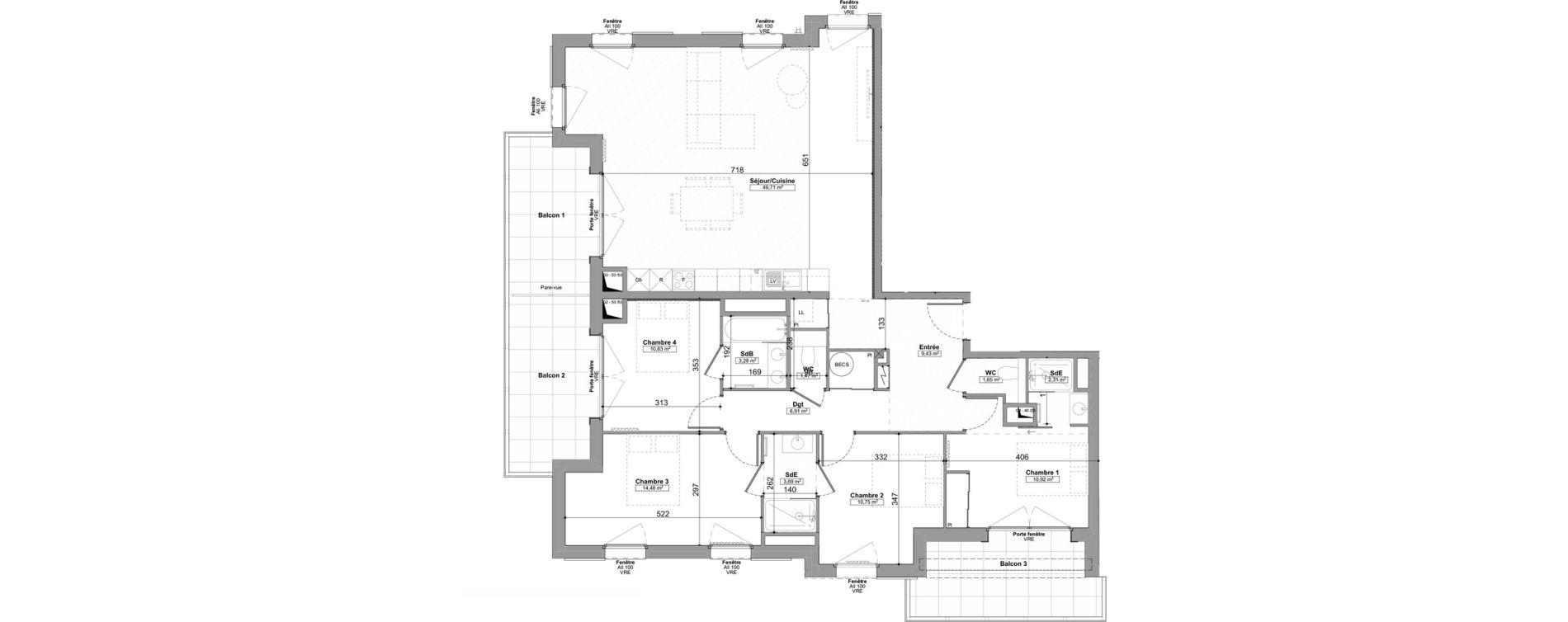 Appartement T5 de 125,23 m2 &agrave; Praz-Sur-Arly Centre