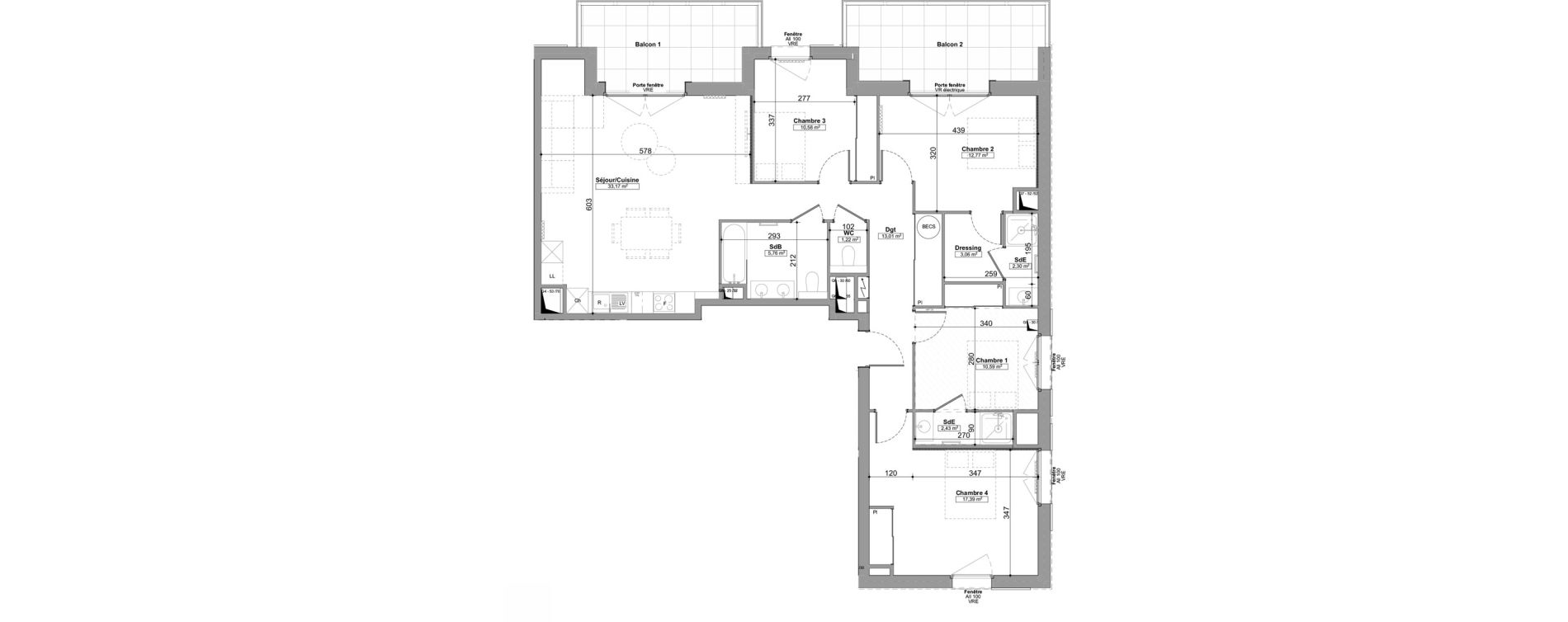 Appartement T5 de 112,28 m2 &agrave; Praz-Sur-Arly Centre