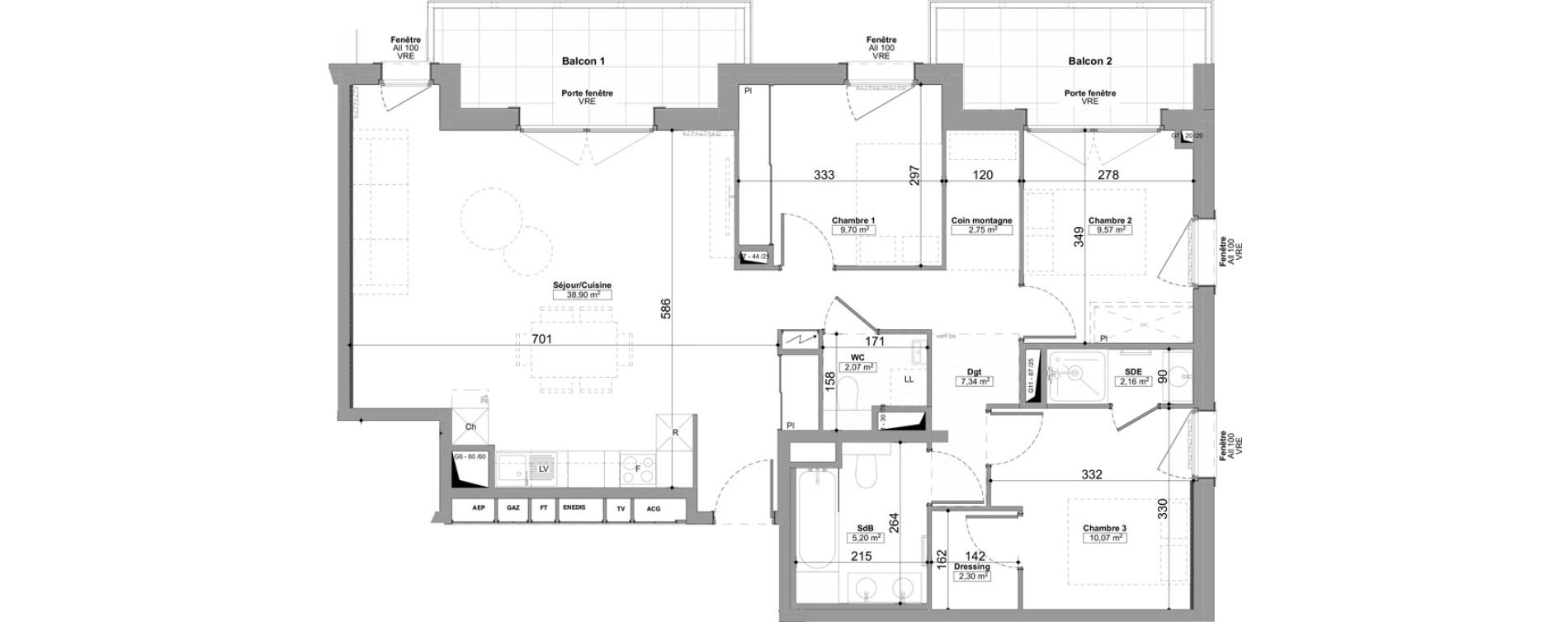 Appartement T4 de 90,06 m2 &agrave; Praz-Sur-Arly Centre