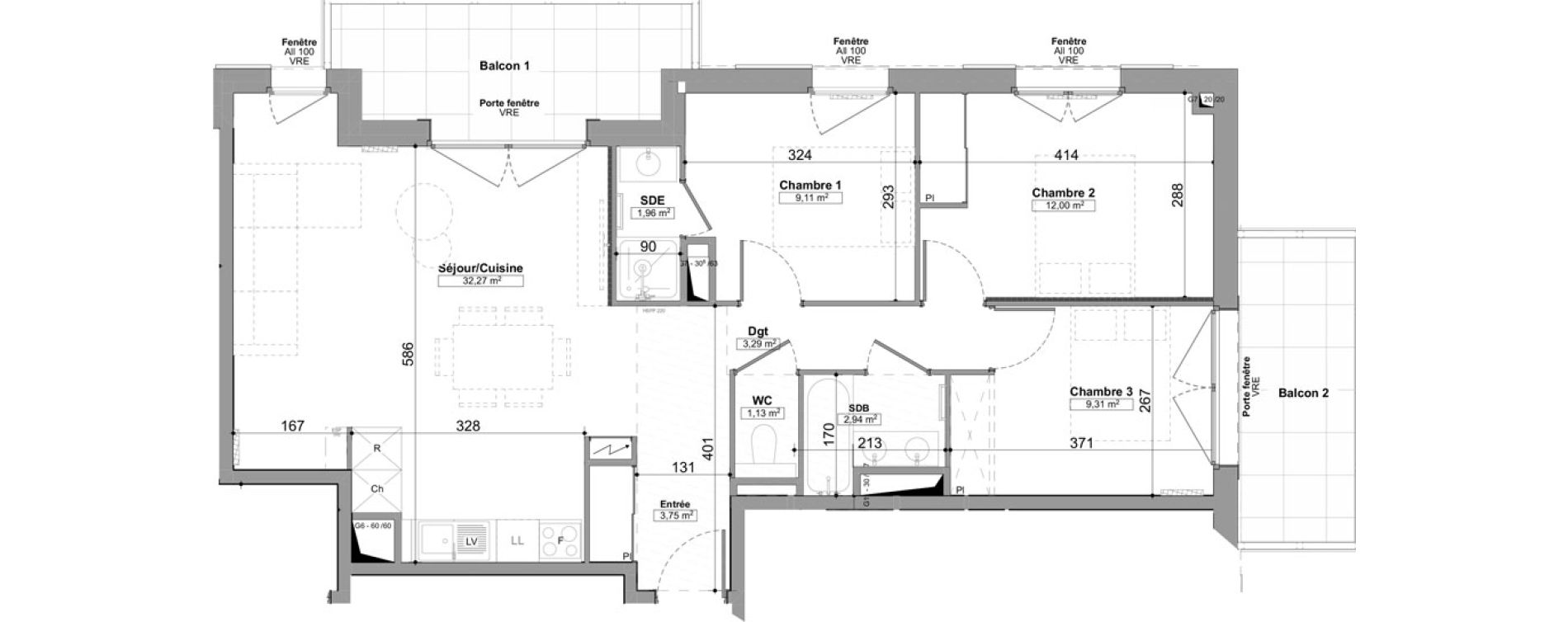 Appartement T4 de 75,76 m2 &agrave; Praz-Sur-Arly Centre