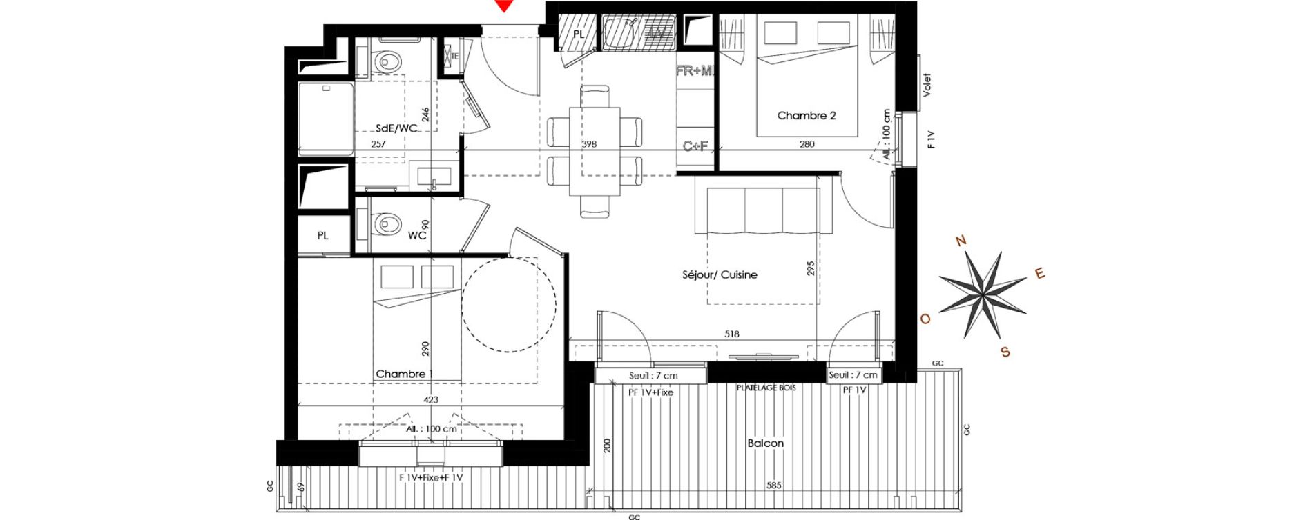 Appartement T3 de 52,42 m2 &agrave; Praz-Sur-Arly Centre