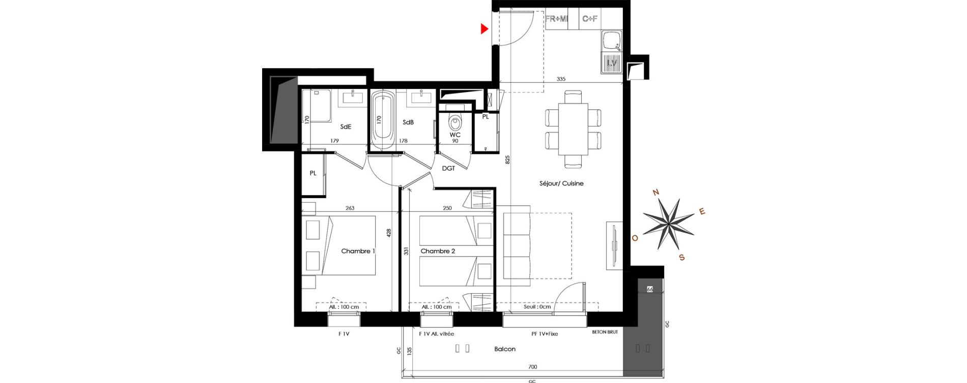 Appartement T3 de 57,57 m2 &agrave; Praz-Sur-Arly Centre