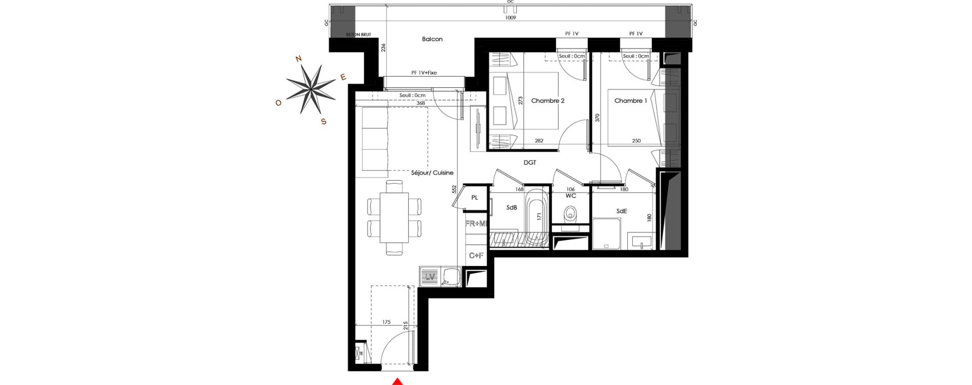 Appartement T3 de 48,40 m2 &agrave; Praz-Sur-Arly Centre