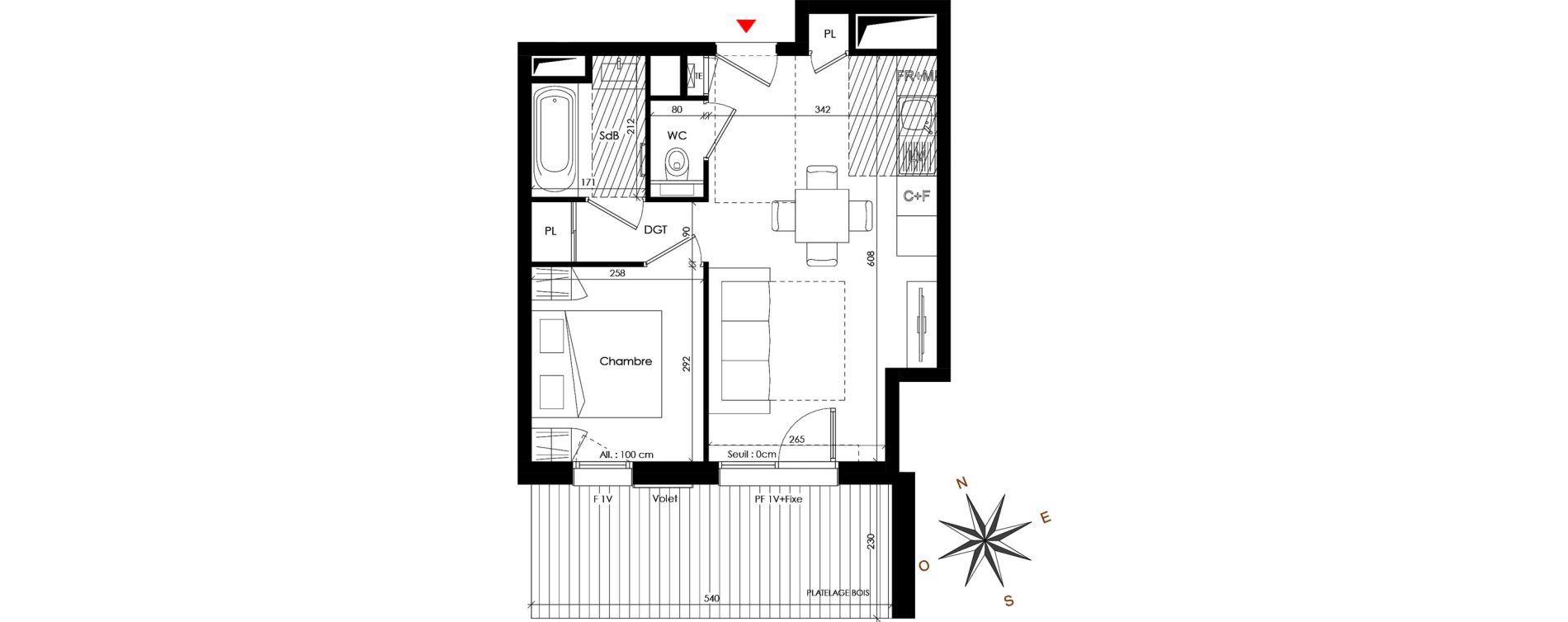 Appartement T2 de 34,22 m2 &agrave; Praz-Sur-Arly Centre