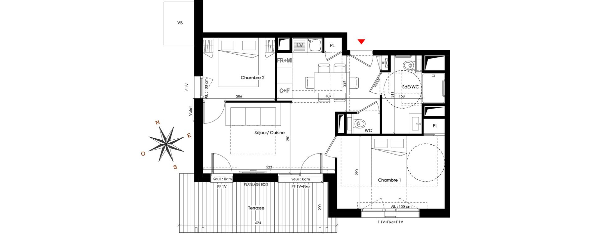 Appartement T3 de 50,83 m2 &agrave; Praz-Sur-Arly Centre