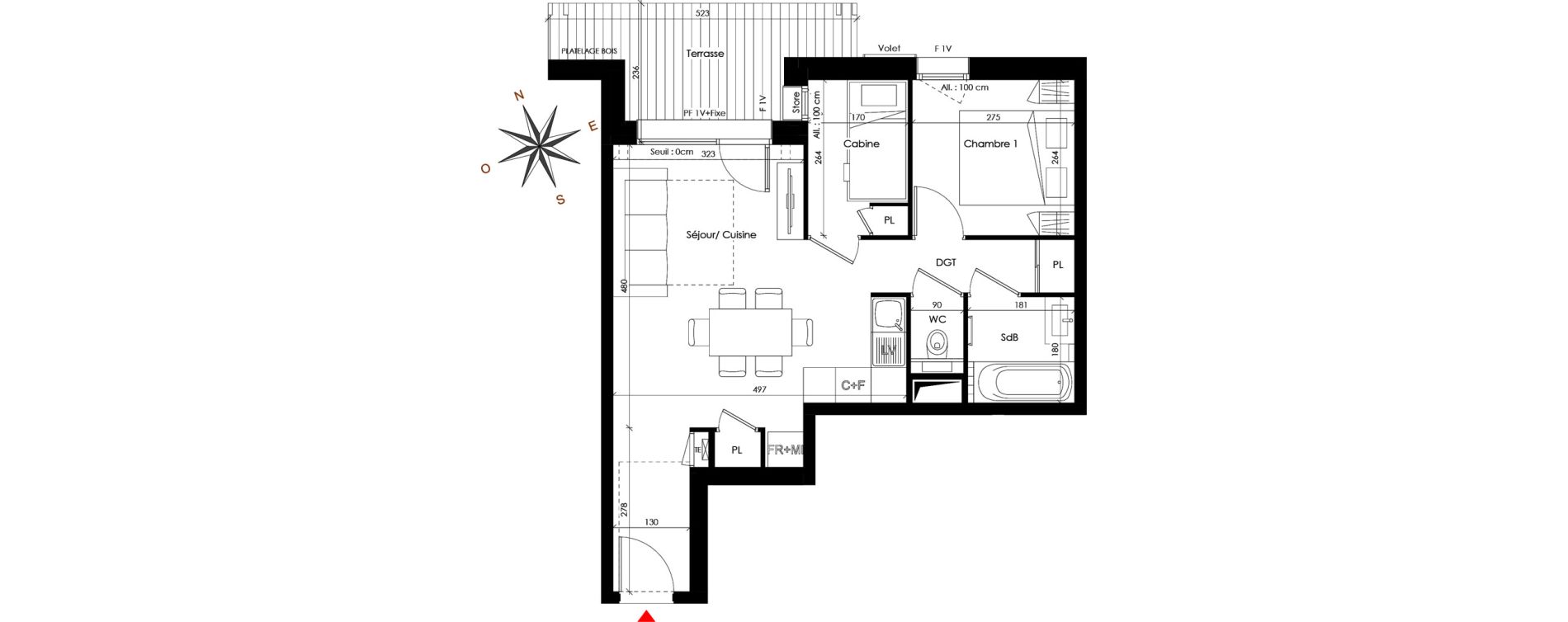 Appartement T3 de 43,39 m2 &agrave; Praz-Sur-Arly Centre