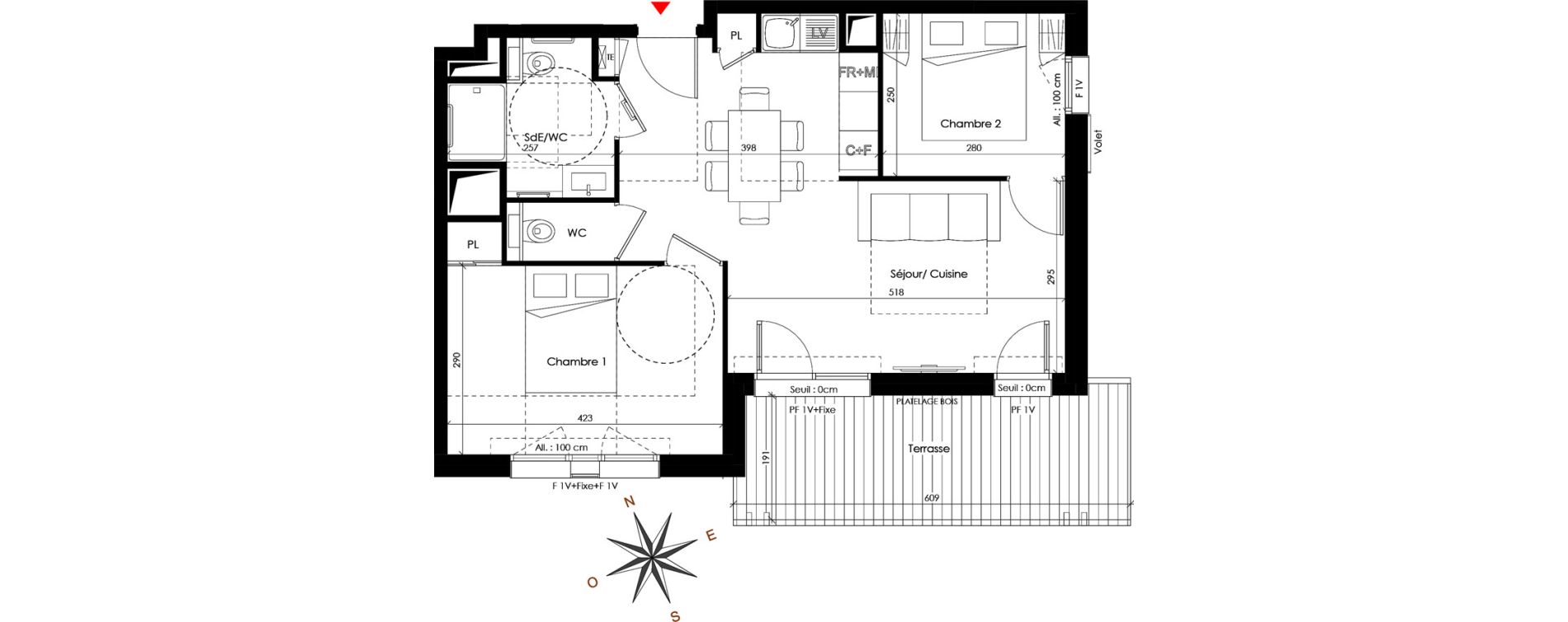 Appartement T3 de 52,42 m2 &agrave; Praz-Sur-Arly Centre