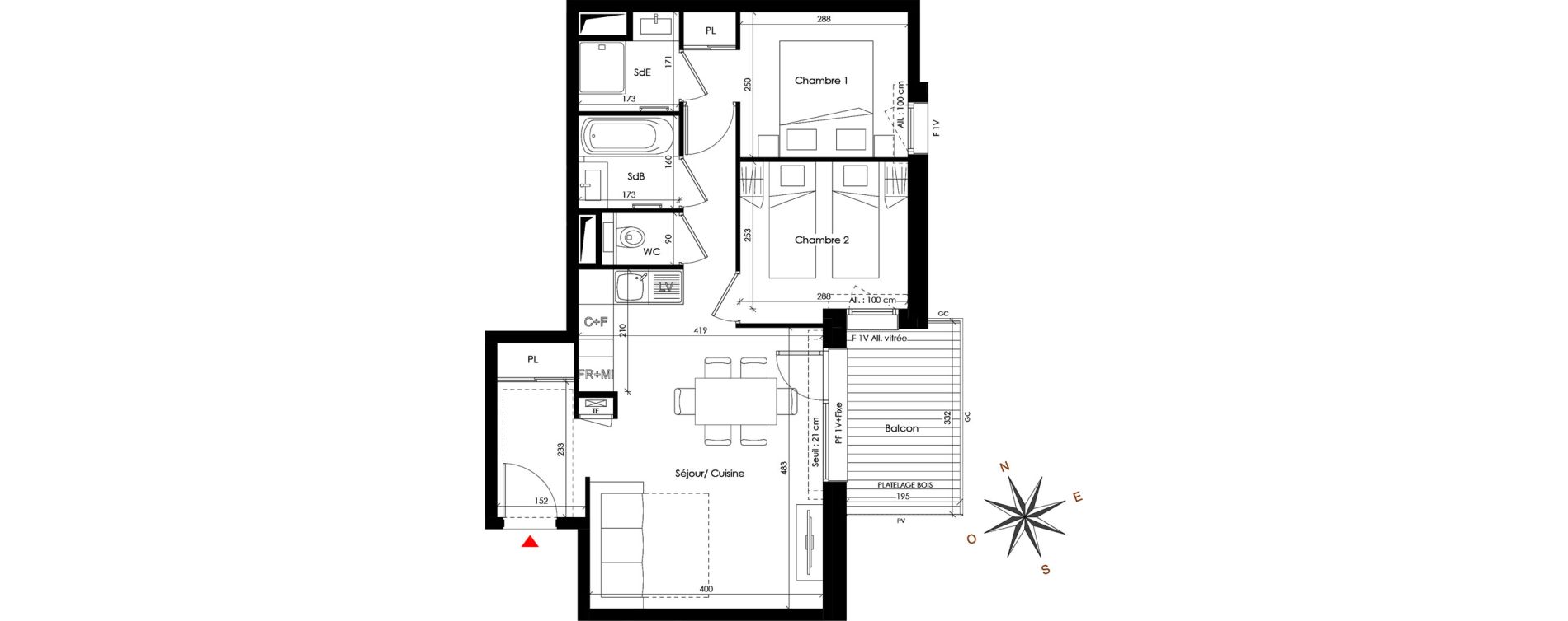 Appartement T3 de 51,49 m2 &agrave; Praz-Sur-Arly Centre