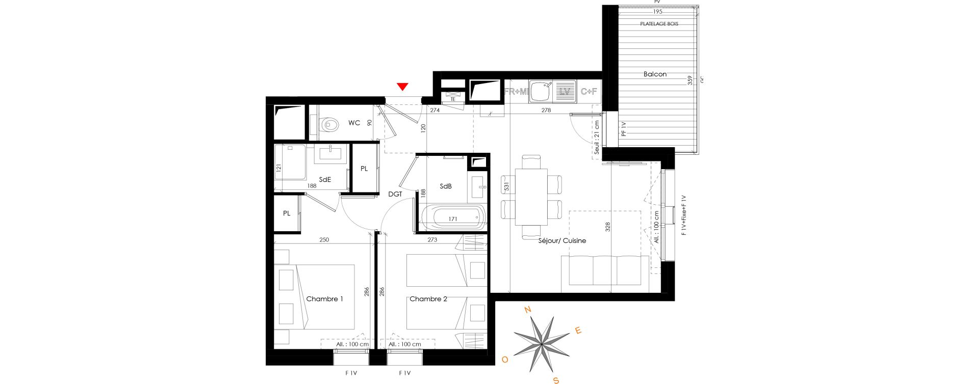 Appartement T3 de 49,15 m2 &agrave; Praz-Sur-Arly Centre