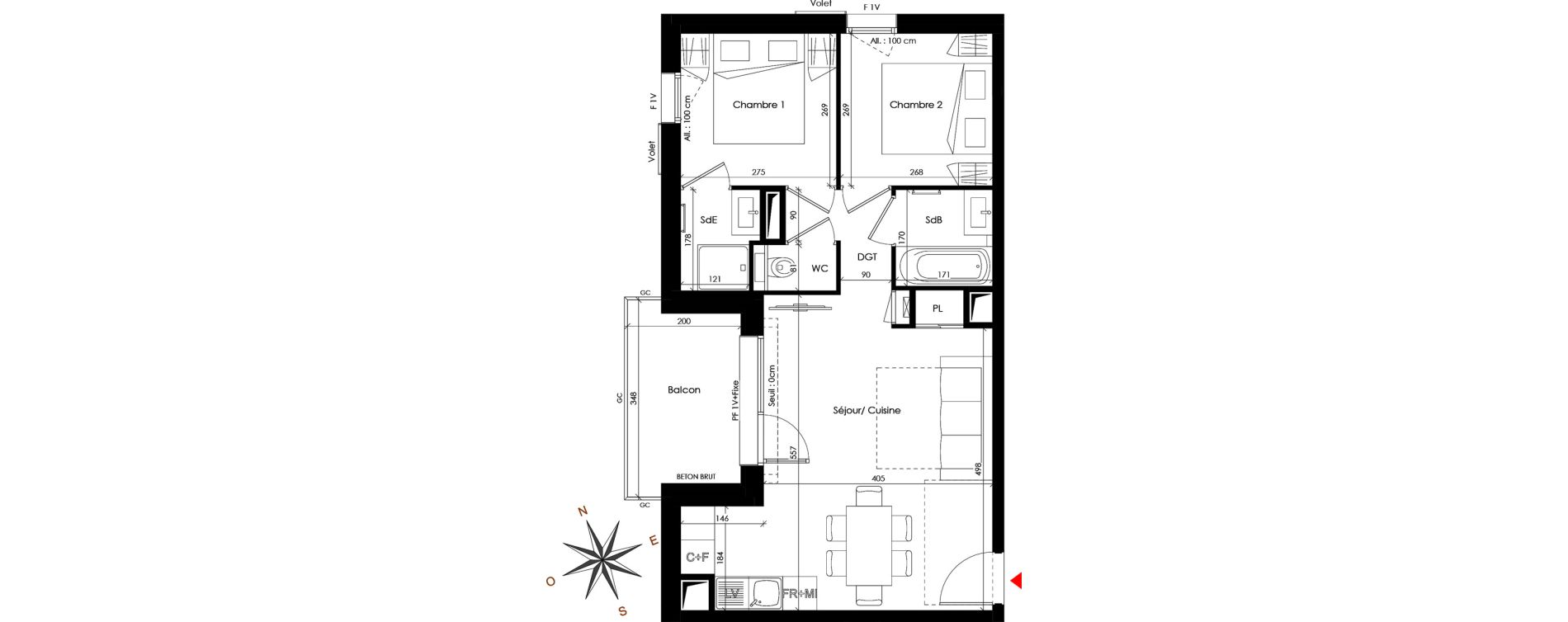 Appartement T3 de 47,68 m2 à Praz-Sur-Arly Centre