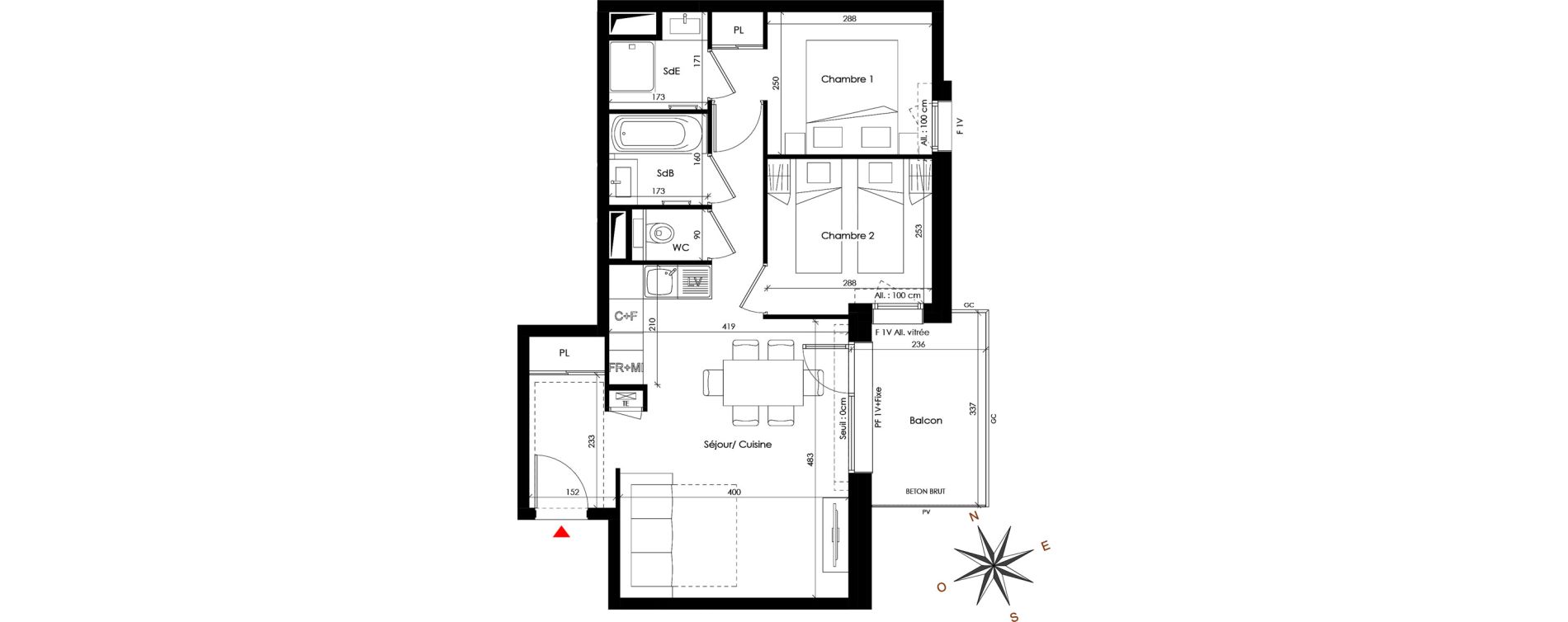 Appartement T3 de 51,48 m2 &agrave; Praz-Sur-Arly Centre