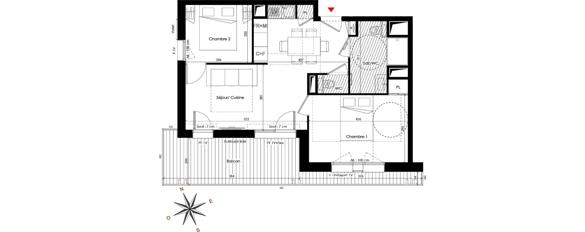 Appartement T3 de 50,83 m2 &agrave; Praz-Sur-Arly Centre