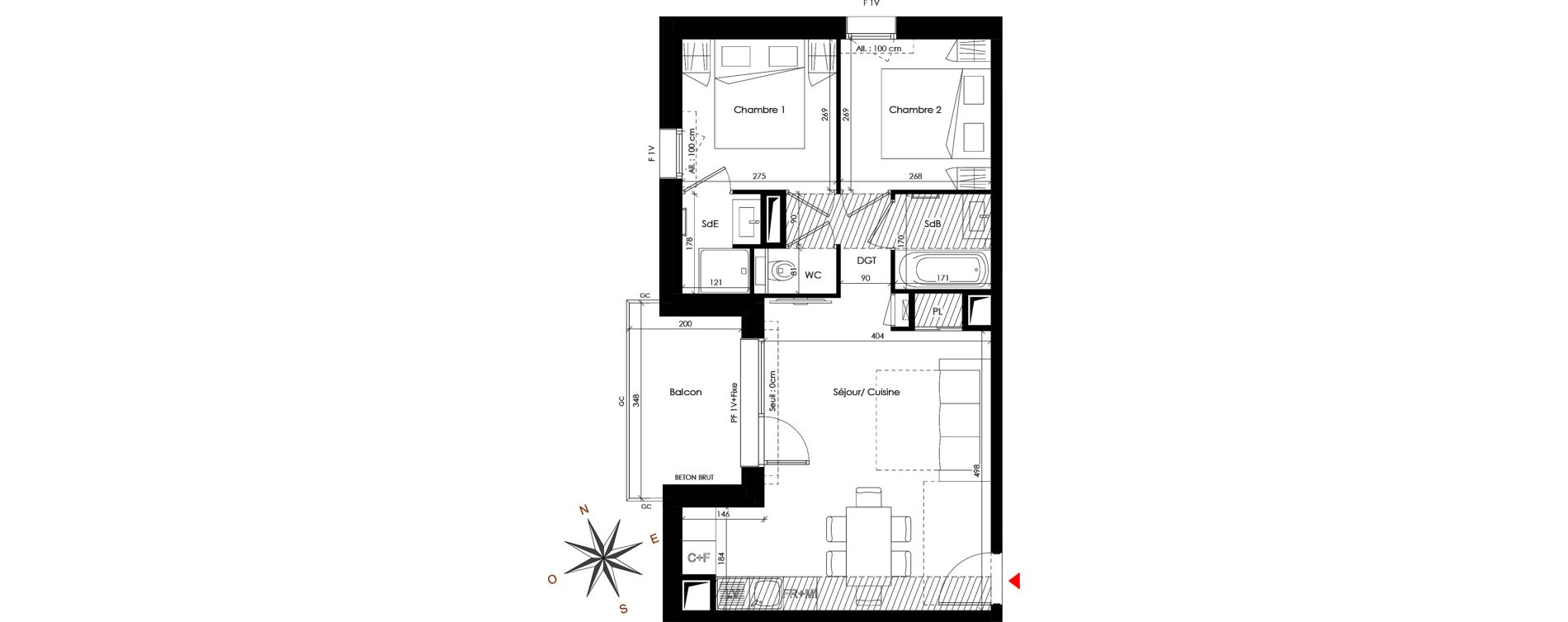 Appartement T3 de 47,66 m2 &agrave; Praz-Sur-Arly Centre