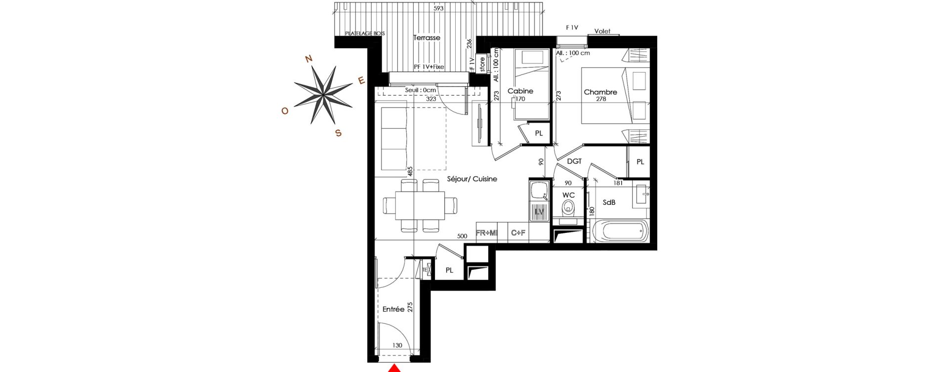 Appartement T3 de 43,40 m2 &agrave; Praz-Sur-Arly Centre
