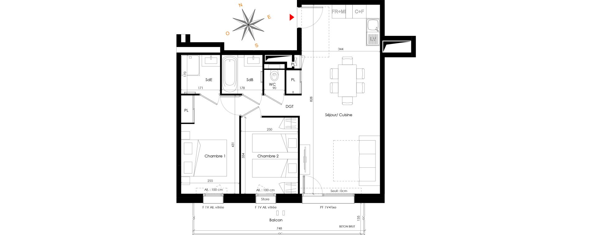 Appartement T3 de 58,02 m2 &agrave; Praz-Sur-Arly Centre