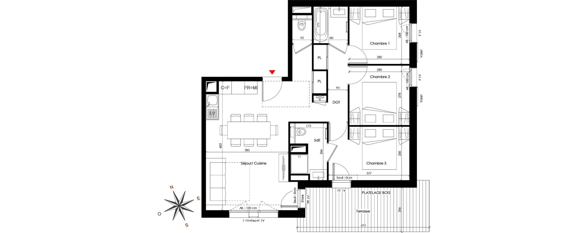 Appartement T4 de 64,69 m2 &agrave; Praz-Sur-Arly Centre