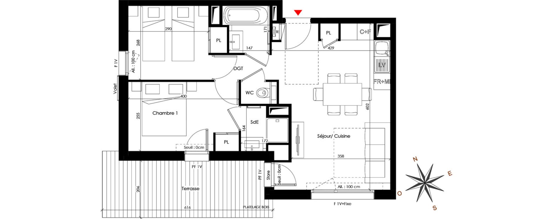Appartement T3 de 49,46 m2 &agrave; Praz-Sur-Arly Centre